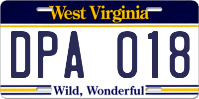 WV license plate DPA018