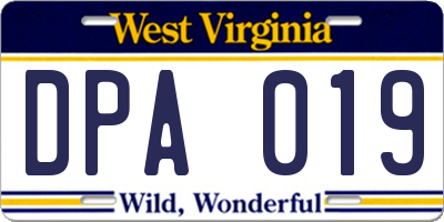 WV license plate DPA019