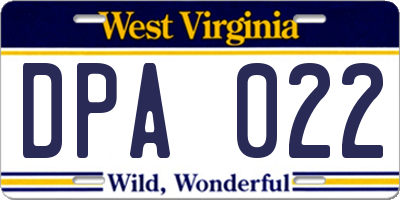 WV license plate DPA022