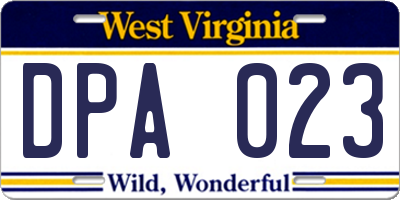 WV license plate DPA023