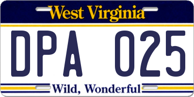 WV license plate DPA025