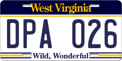 WV license plate DPA026