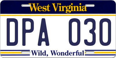 WV license plate DPA030