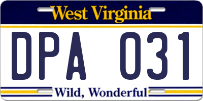 WV license plate DPA031