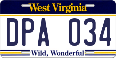 WV license plate DPA034