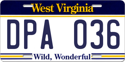 WV license plate DPA036