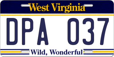 WV license plate DPA037