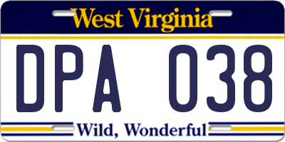 WV license plate DPA038