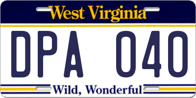 WV license plate DPA040