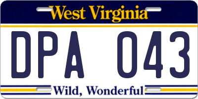 WV license plate DPA043
