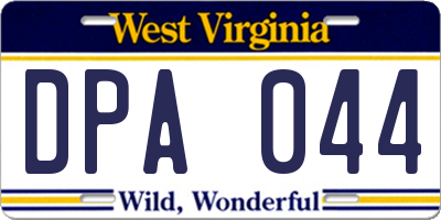 WV license plate DPA044