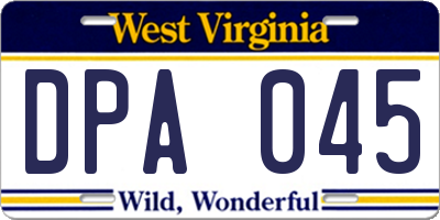 WV license plate DPA045