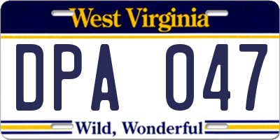 WV license plate DPA047