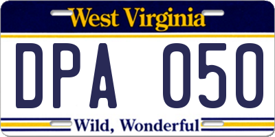 WV license plate DPA050
