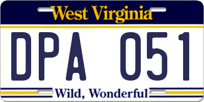 WV license plate DPA051