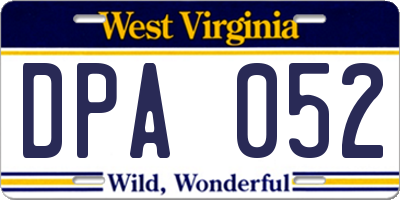 WV license plate DPA052