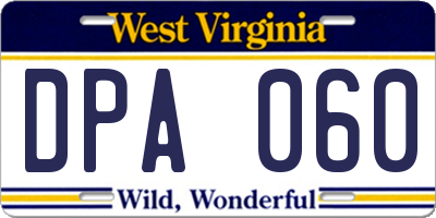 WV license plate DPA060