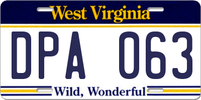 WV license plate DPA063
