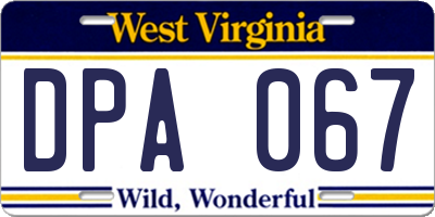 WV license plate DPA067