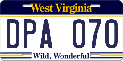 WV license plate DPA070