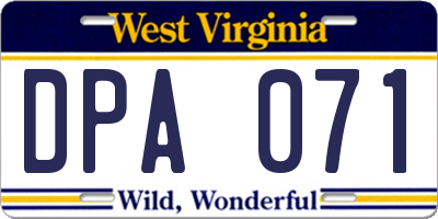 WV license plate DPA071