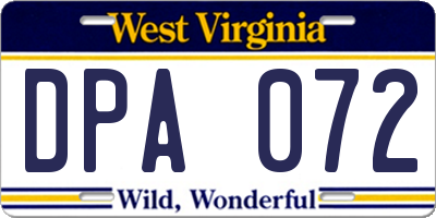 WV license plate DPA072