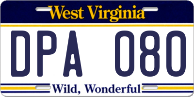 WV license plate DPA080