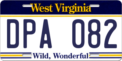 WV license plate DPA082