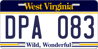 WV license plate DPA083