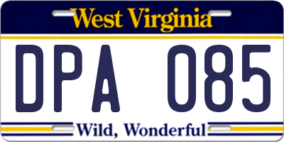 WV license plate DPA085