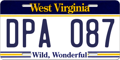 WV license plate DPA087