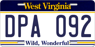 WV license plate DPA092