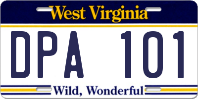 WV license plate DPA101