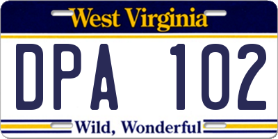 WV license plate DPA102
