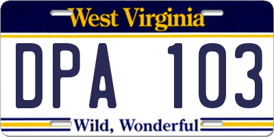 WV license plate DPA103