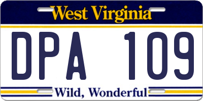 WV license plate DPA109