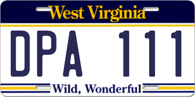 WV license plate DPA111