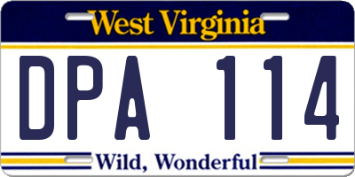 WV license plate DPA114