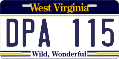 WV license plate DPA115