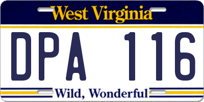WV license plate DPA116