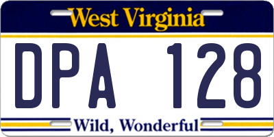 WV license plate DPA128