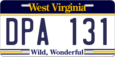 WV license plate DPA131