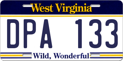 WV license plate DPA133