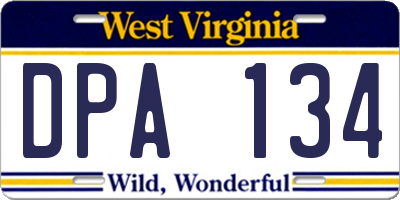 WV license plate DPA134