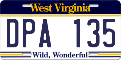 WV license plate DPA135