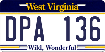 WV license plate DPA136