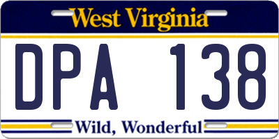 WV license plate DPA138