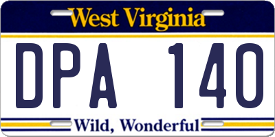 WV license plate DPA140