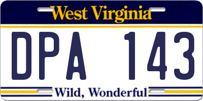 WV license plate DPA143