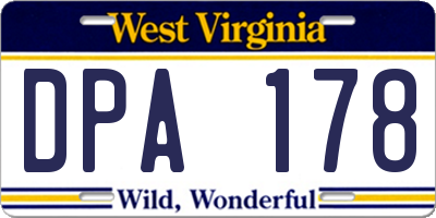 WV license plate DPA178